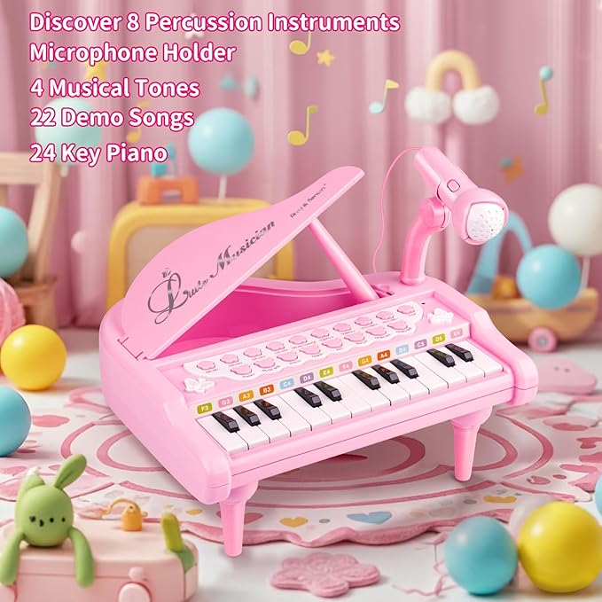 Amy&Benton Piano Music Toy Baby for Toddlers Pink for Girls 1-3 Girl First Birthday Gift for 1 2 3 Years Old Girl 1st Birthday Toy Presents for 1 2 3+ Kids Gift