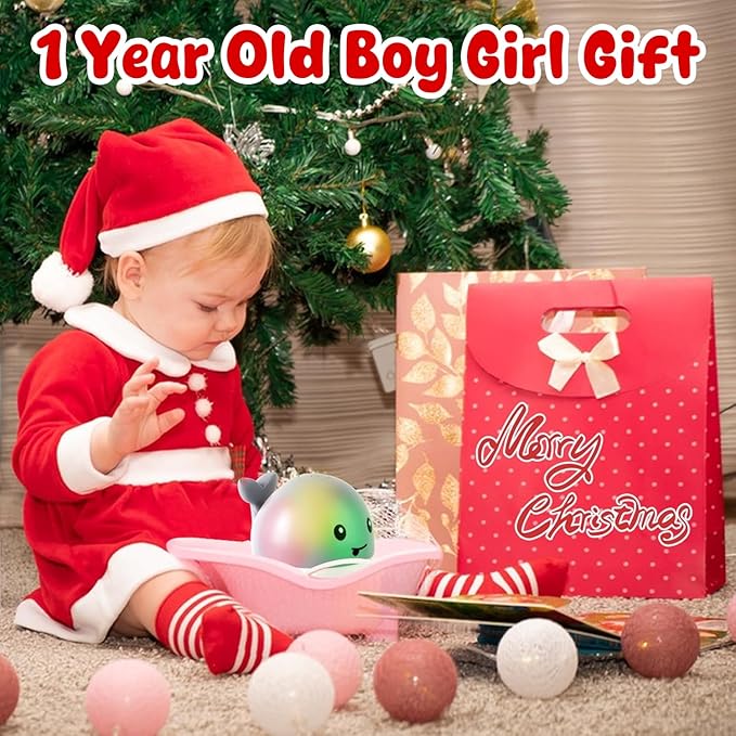 Gigilli Baby Bath Toys, Bath Toys for Kids Ages 1-3, 1 Year Old Girl Valentines Gifts for Babies 6-12-18 Months, Light Up Whale Bath Toy Sprinkler Toddler Birthday Bathtub Fountain Pool Water Toy