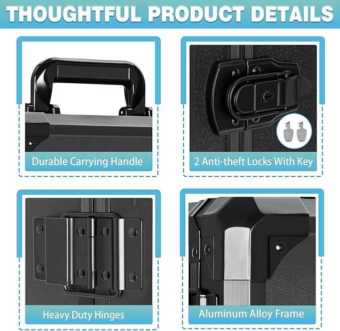 Miniatures Storage Case Miniatures Transport Case Aluminum Alloy Frame Display Case with Lock and Trolley (Large Size)