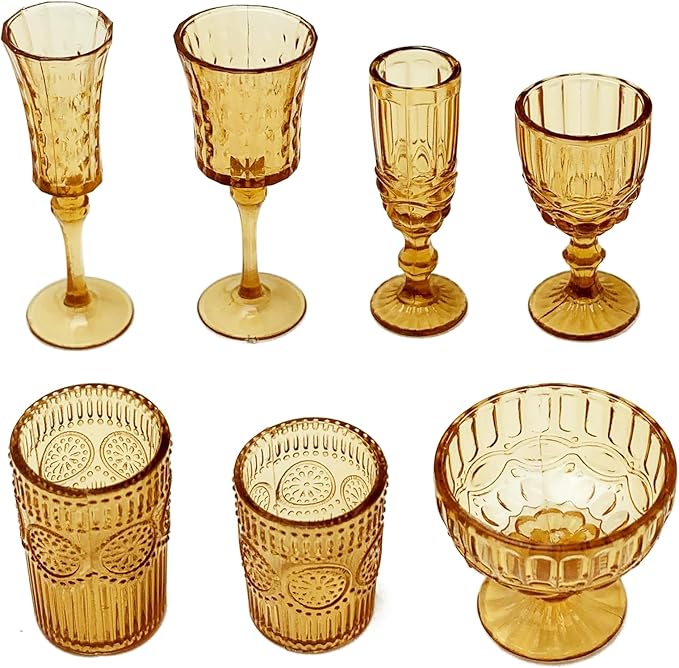 PRETTYLIFE 7PCS Miniature Dollhouse Cups Mini Ice Cream Wine Glass Water Drink Cups Set for DIY 1:6 Miniature Kitchen Accessories Micro Scene Decor (Brown)