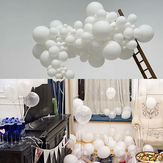 5 inch White Latex Balloons, 100 pcs Mini Thick Party Balloons for Birthday Wedding Baby Shower Decorations(White)