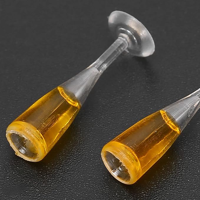 TOPINCN 2PCS Miniature Champagne Glasses, Dollhouse Miniatures Bar Wine Goblets, Wedding Party Scene Doll Drinkware Accessories, Model Playtime Cups Supplies for Cake Decoration (Pair of Champagne