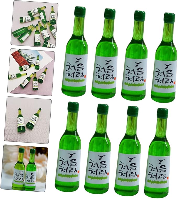 Sosoport 12pcs Miniature Wine Bottles Scale Korean Rice Wine Bottles for Dollhouse Decor