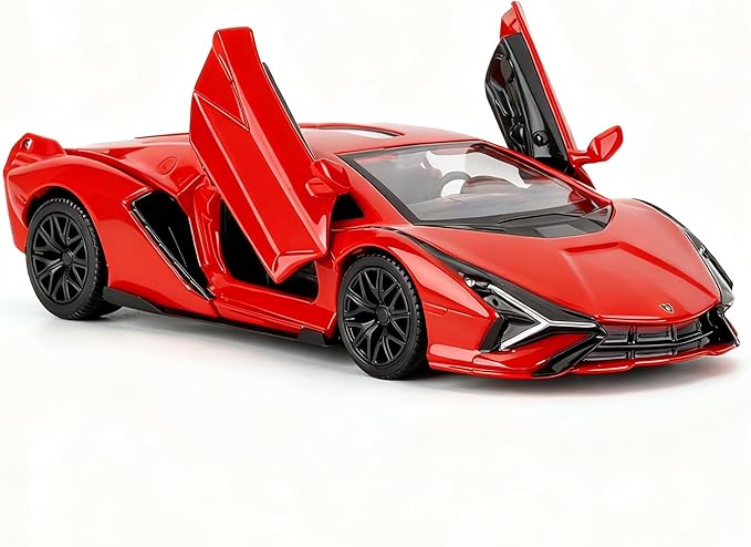BDTCTK Lamborghini Sián FKP37 Diecast Car Models,1/36 Zinc Alloy Toy Pull Back Vehicles Toy Cars for Toddlers Kids Boys Girls Gift (Red)