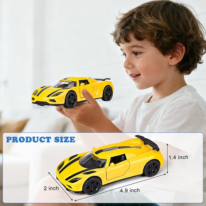 4 Pack 1/36 Metal Diecast Cars Toy with Opening Doors Kid Pull Back Cars Toys Set,Boy Toy Car for Age 3 4 5 6 7 8 9 10 11 12