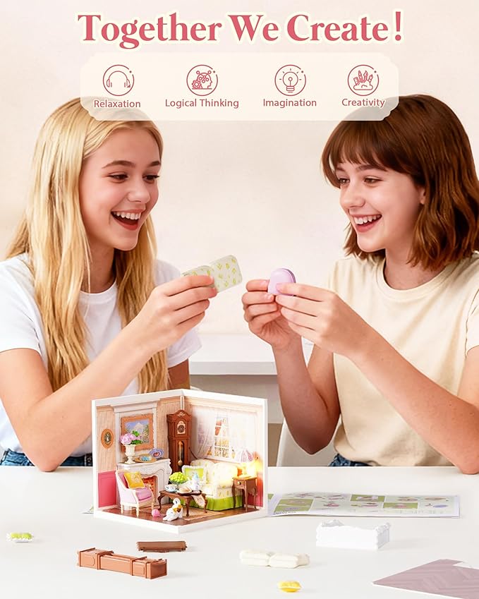 Rolife Super Creator Kits, Tiny House Building Blocks for Little Dolls, DIY Plastic Mini House Model Building Kits for Teens Aged 14+, DIY Crafts/Hobbies for Adults (Holiday Tea Time)