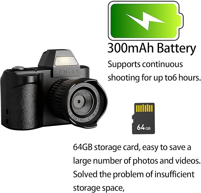 Mini Keychain Digital Camera, Portable Tiny Camera, Video Tiny Retro Digital Camera, with 60MP Camera, 1.3" Screen, 64GB SD Card & Lanyard for Travel, Students, and Daily Snapshots