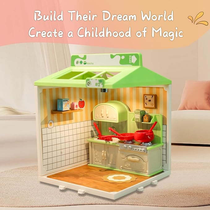 DIY Miniature House Play Kit, Playhouse Toys for Boys and Girls, Home Scene Toys, Suitable for Children Aged 345678, immersive Experience of Life Scenes (Happy Meals Kitchen)