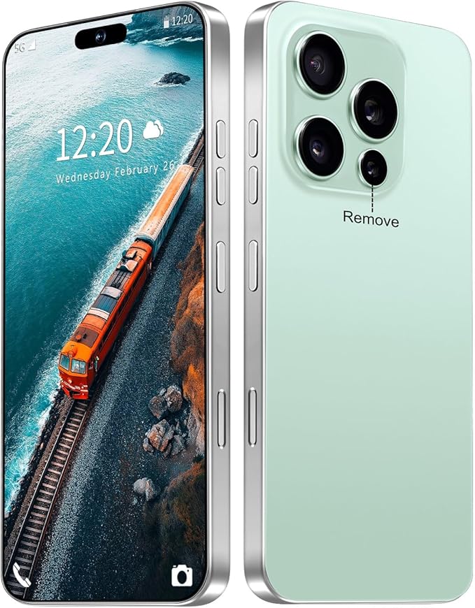 Huness 16PROMA X Smartphone Unlocked Cell Phone,6.99" HD Screen Unlocked Phone,16+512GB Android 14 with 128GB Memory Card,Face ID/Dual SIM/5G/Fingerprint Button Unlock/Photos/GPS (Green, 16+512G)