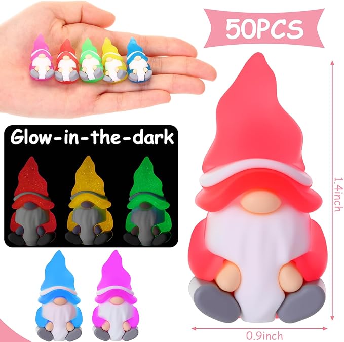 50 Pcs Luminous Mini Gnomes Figures Miniature Glow in The Dark Mini Gnomes Tiny Figurines to Hide Fairy for Garden Yard Home Patio Lawn DIY Craft Decoration Gifts Fairy Goodie Bag