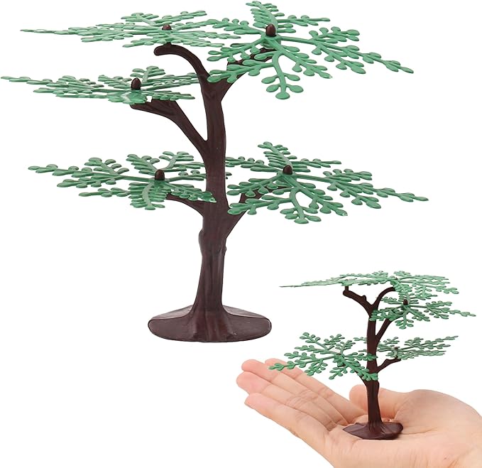 Miniature Trees for Crafts, 3.54 inch Plastic Tiny Model Trees for Diorama, Detachable 5-Leaf DIY Assembly, Artificial Scenery Accessories for Fairy Garden & School Projects