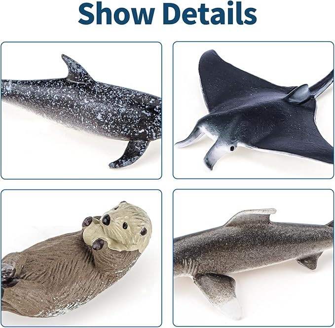 36PCS Sea Animal Toys with Shark, Whale, Octopus & Other Ocean Animal FigurinesToys for Kids, Ocean Theme Cake Toppers Party Favors Birthday Gift for Boys Girls