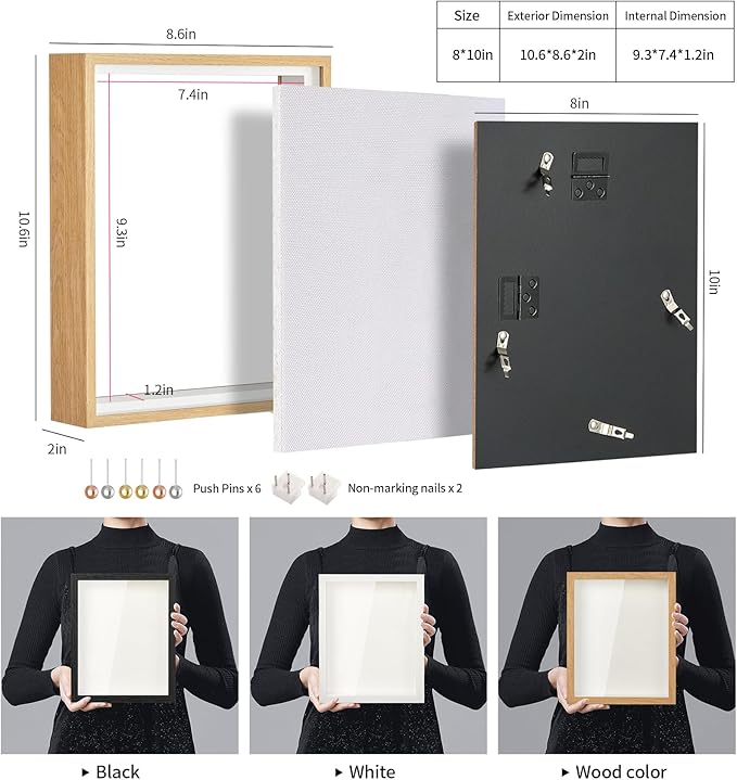8x10 Shadow Box Picture Frame Display Case with Soft Linen Back and Thickened Panel,Brown Deep Shadow Memory Box Frame 8x10 for Flower Baby Pet Wedding Photo Craft Memorial Gift