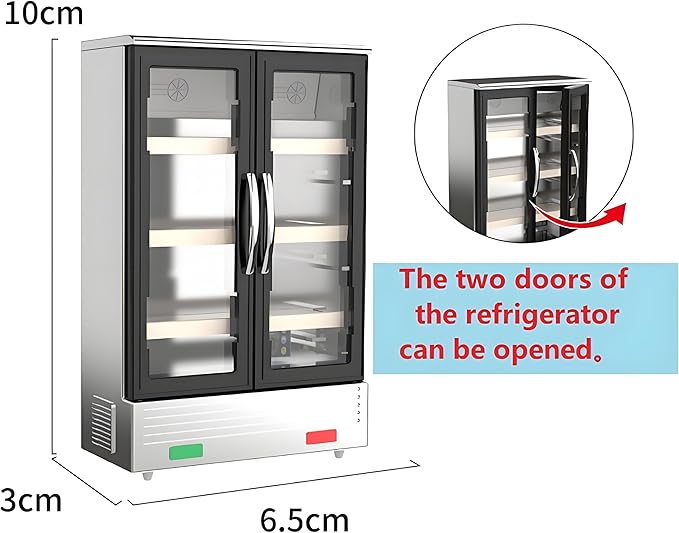 Miniature Can Open Door Refrigerator Model – 1:12 Scale Creative Kitchen Appliance, DIY Micro Scene Refrigerator for Dollhouse Furniture, Life Scene Display, Collector & Craft Enthusiast Décor (B)