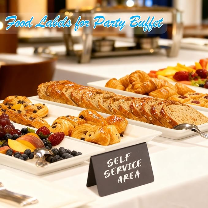 Mini Chalkboard Signs for Food, 20Pcs Small Food Labels for Party Buffet Food Signs, Reusable and Reserved Table Sign, Catering Supplies Buffet Display Food Tags Place Cards, with 8Pcs Chalk Markers