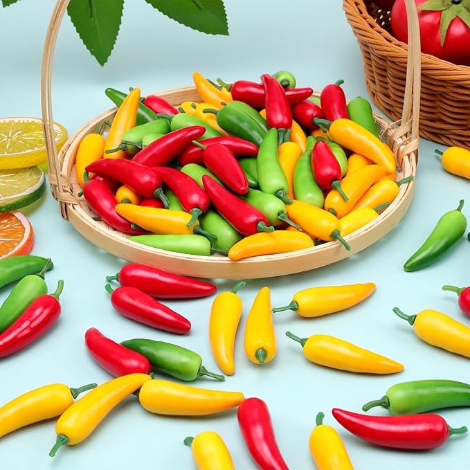 Gresorth 60pcs Artificial MINI Pepper Chili Fake Vegetable Decoration Home Kitchen Party Christmas