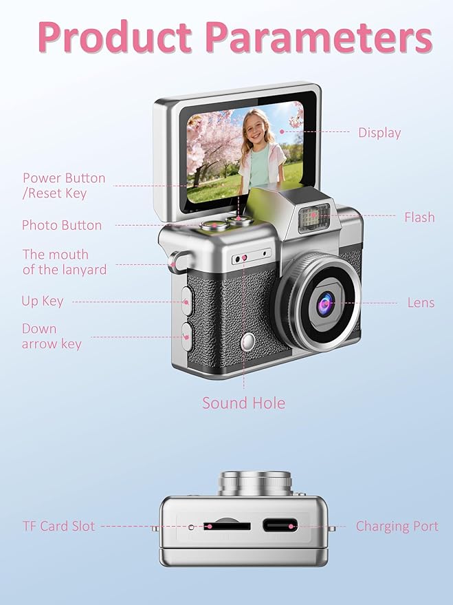 ETODBUWS Mini Keychain Camera, 1080P Digital Camera with 1.47" LCD, 32GB TF Card Included, Pocket-Size Retro Camera for Kids & Adults, Travel Collectible Gift,Black