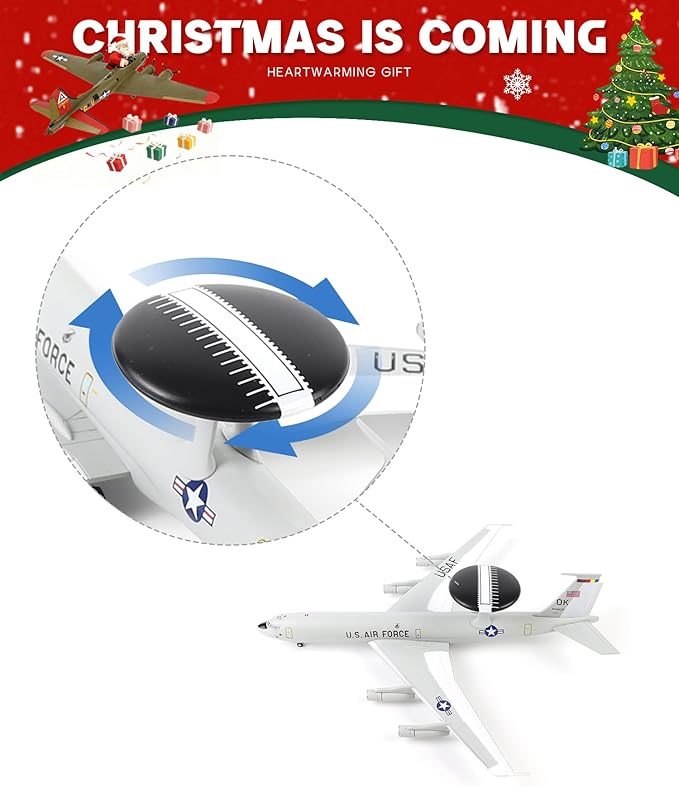 E-3 Sentry 1/200 Scale Diecast Metal Aircraft Model Kit with Stand Military Aircaft Model for Adult Display Collection or Gift