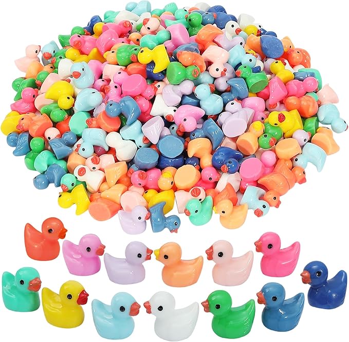 Rachan260 Pcs Mini Ducks Bulk Multicolor Resin Duck Figurines for Miniature Landscape Garden Aquarium Potted Ornament Home Hide Prank Game Dollhouse Decor School Activity