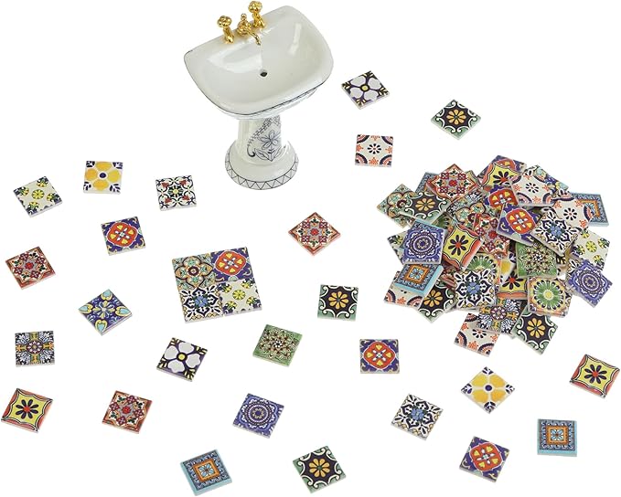 150 pcs, Dollhouse Flooring, 1:12 Scale Doll House Tiles, Miniature Checkerboard Floor, REDUCIO!