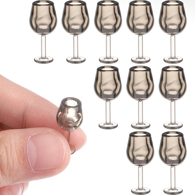 10pcs Miniature Dollhouse Wine Glasses Kids Dollhouse Kitchen Accessories Miniature Cocktail Glasses Decoration