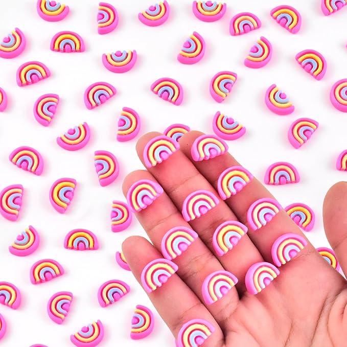 100 Pieces Tiny Rainbow Decor for Dollhouse Micro Resin Decor for DIY Crafts Mini Things for Fairy Garden Micro Landscaping Decoration