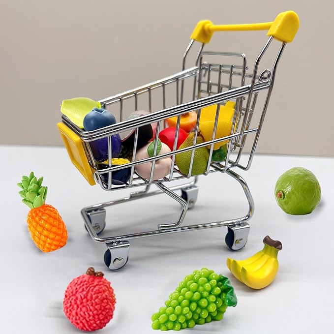 40Pcs Mini Resin Fruit, Miniature Fruits Figures, Fake Pineapple Strawberry Banana Lemon Peach Fruit Decorations for Mini Home Kitchen, Garden, Holiday Decoration, Cake Decoration