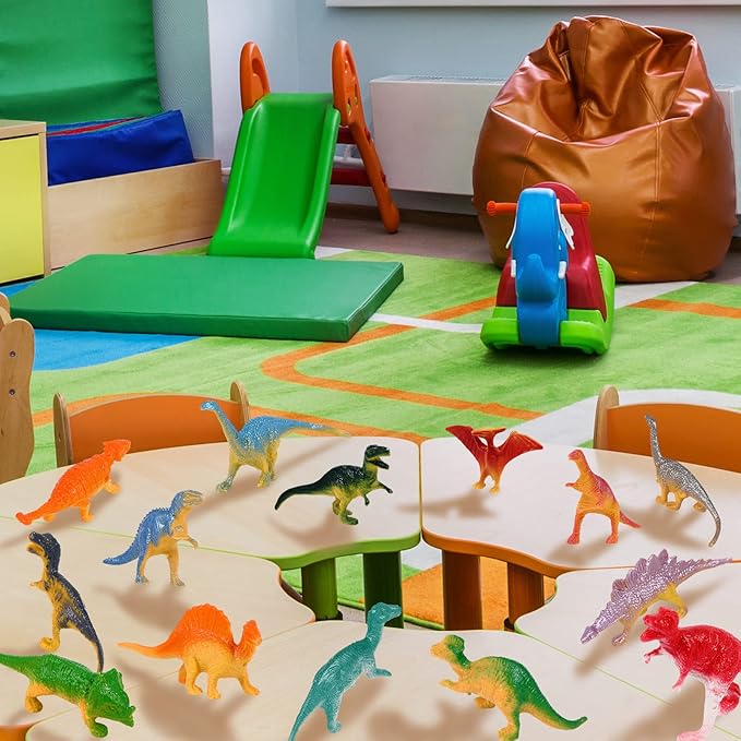 Deekin 300 Pcs Mini Dinosaur Figures Kids Birthday Gifts Mini Dinosaur Toys Bulk Cupcake Toppers Small Plastic Educational Figures Dino Party Favors for School Classroom Exchange Valentine Gift
