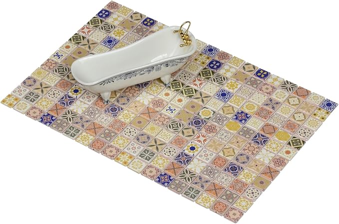 150 pcs, Dollhouse Flooring, 1:12 Scale Doll House Tiles, Miniature Checkerboard Floor, REDUCIO! (Yellow and Blue)
