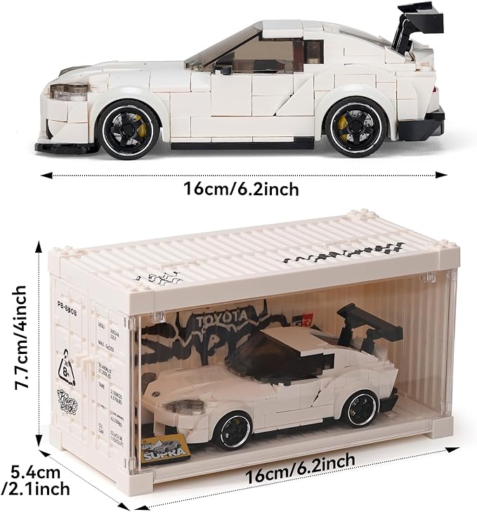 Toyota Supra Building Car with Display Container, Toyota Officially Licensed, Compatible with Speed Champions Sports Racing Car, Building Toys for Adults and Kids Boys Aged 8-16 (367PCS)