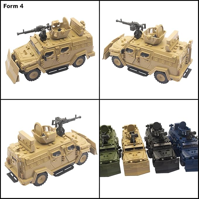Military Vehicle Building Toy, Armored Vehicle Building Block Toy, Army Battle Brick, Military Car Model Toys for Age 6 7 8 9 10 11 12+, Accessories Compatible with Major Mini Figure (Desert Color)