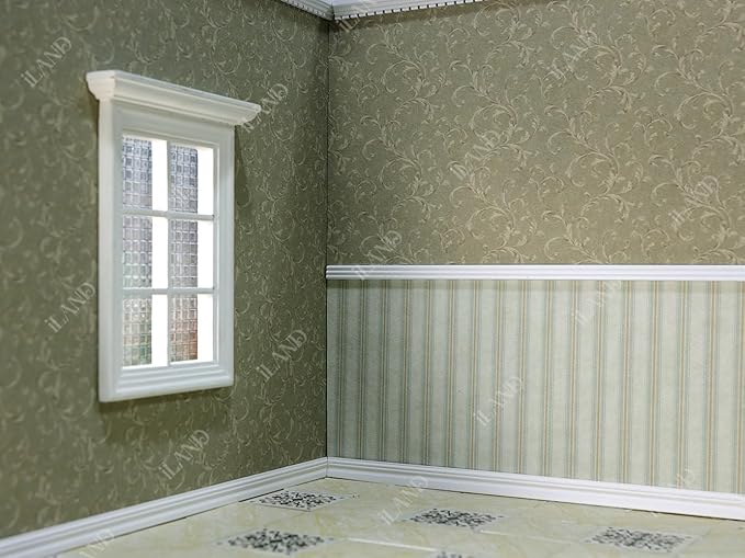 iLAND Originality Dollhouse Wallpaper 39 * 15.7 inch, Dollhouse Accessories on 1:12 Scale or 1:6 Scale (Eden)