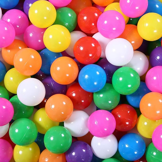 GOGOSO Ball Pit Balls Stars Moon Shapes Plastic Pitballs for Toddler Play Tent Baby Photo Props Kids Pool Water Toys Kiddie Pool Party Decor, Bright Mix 8 Colors,100PCS