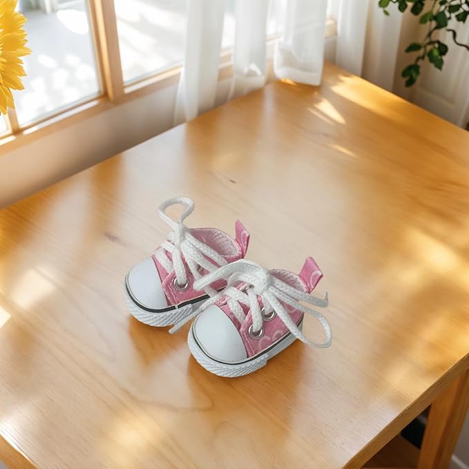 Ciunura Premium Doll Shoes for Lububu, Cute Doll Shoes for 4-7in Dolls, Ideal for Lububu Outfits(Pink Canvas)