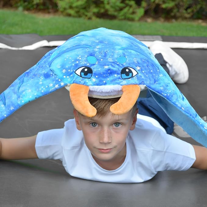 5Pcs Manta Ray Plush, Large Stingray Stuffed Animal with 4 Different Kinds of Small Fish Plush Toys, Christmas Birthday Gifts for Kids Boys Girls, Ocean Party Favors