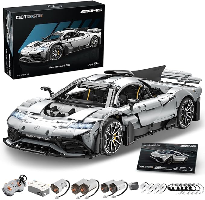 CaDA C61503W Mercedes-AMG ONE Builidng Block Set, 1:8 Mercedes AMG Speed Champion Brick Model with Ejection Start Gameplay, Super Car Collection Toy Sets for Adults (3295PCS)