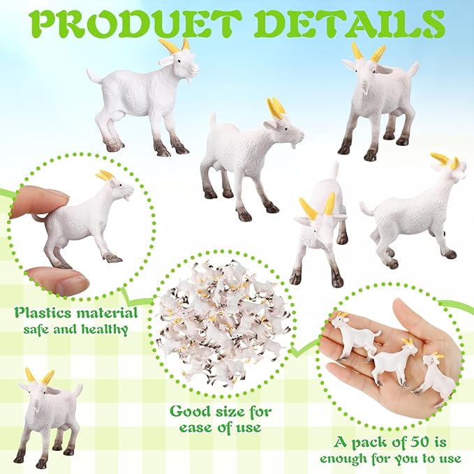 120 Pcs Mini Goat Figurines Miniature Resin Farm Animal Figurines Set for Decorating Outdoor Micro Landscape Mini Gardens Potted Plant Accessories and Creative DIY Props Cake Topper (Goat)