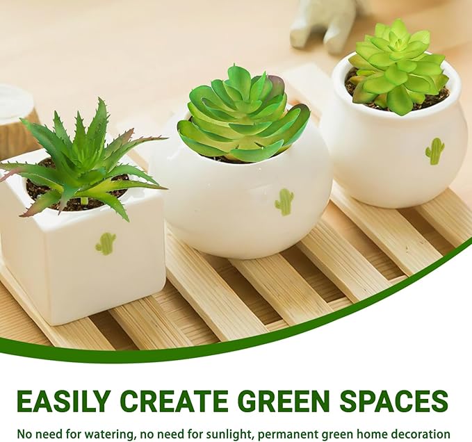 PietyPet Fake Succulent Plants, 6pcs Mini Green Succulent Plants Faux, Artificial Succulents Plants for DIY Crafting Home Floral Wall Office Decoration (excluding pots)