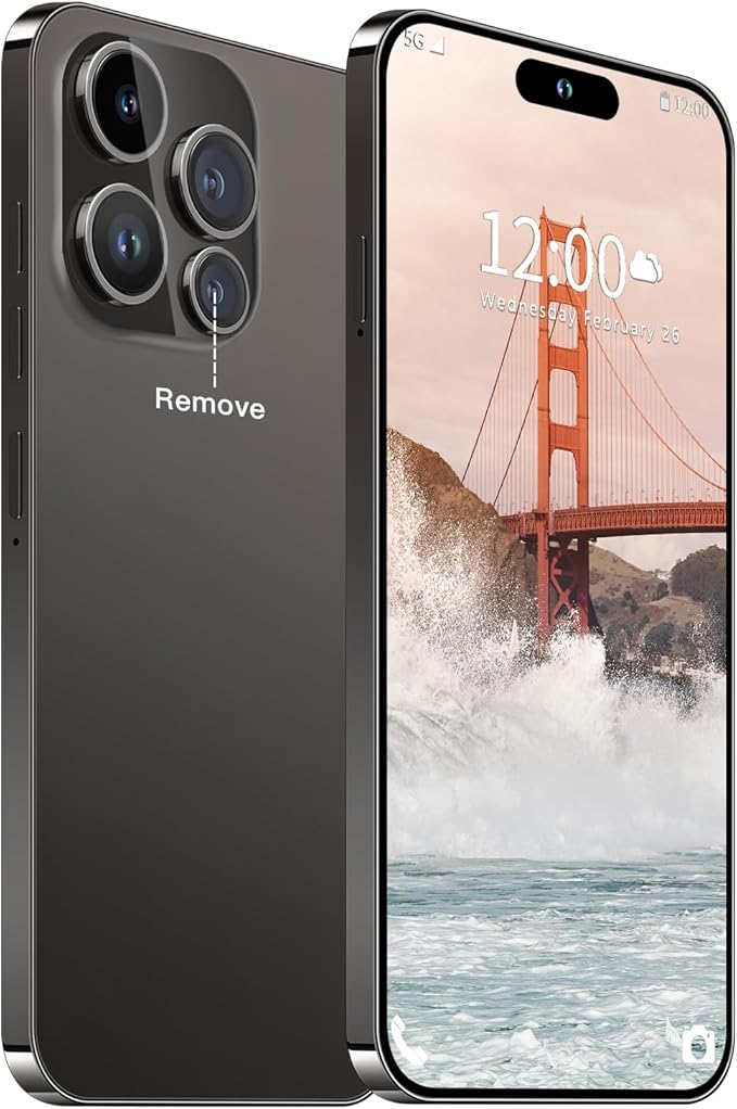Huness 14PROMA X Smartphone Unlocked Cell Phone,Battery 6800mAh 6.82" HD Screen Unlocked Phones,16+512GB Android 14 with 128GB Memory Card,Dual SIM/Fingerprint Lock/Face ID/GPS (Black, 16+512G)