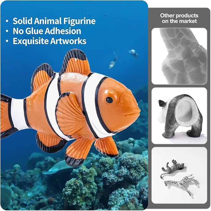 14PCS Large Ocean Sea Animal Toys with Corals for Kids, Realistic Soft Plastic Shark,Octopus,Starfish,Sea Turtle for Toddler Boy Girl, Under The Sea Party Favors, Birthday Gifts
