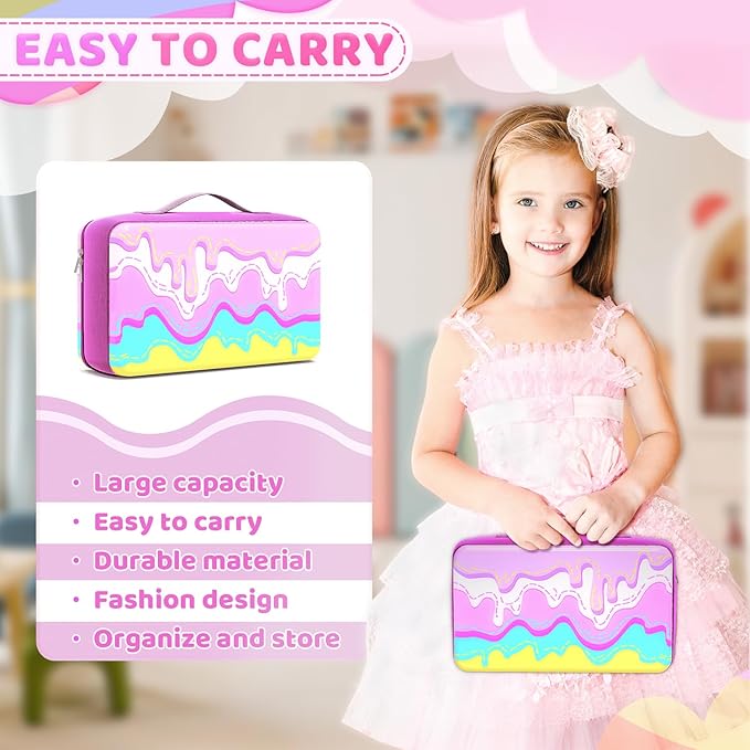 LININYHAO Carrying Case Compatible with Barbie Dolls 12-Inch,Case to Hold Dolls and Clothes, Much Pocket for Doll’s Clothes, Accessories, Fits 6 Dolls & Accessories,Bag Only (1-ice Cream)