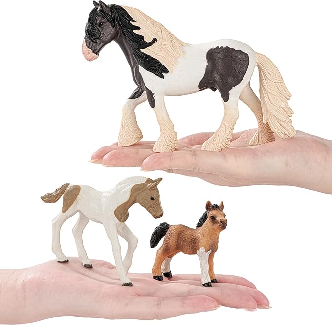 35 PCS Horses Toys Set for Kids, Solid Realistic Horse Stable Playset Barn Toys for Girls, Ideal Birthday Farm Animals Gift for Toddlers
