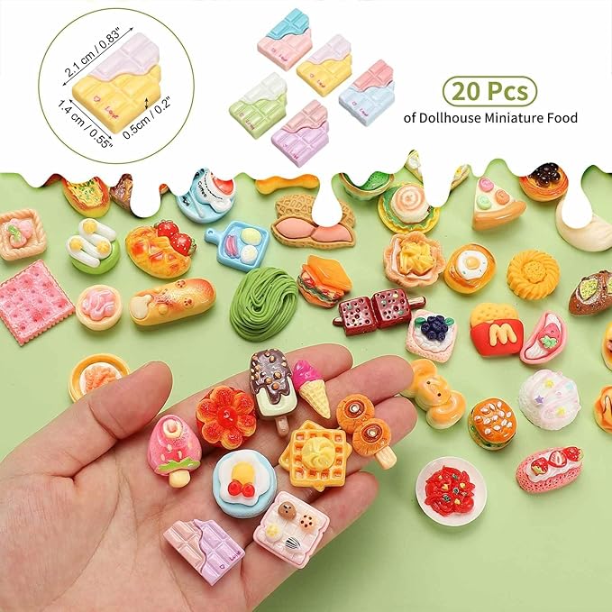 Dollhouse Miniature Food, Cute Mixed Love Chocolate Figures Toys Mini Resin Foods Trinkets for Pretend Play Kitchen Cooking Game & Doll House Decor (Mixing Colors, 20pcs)