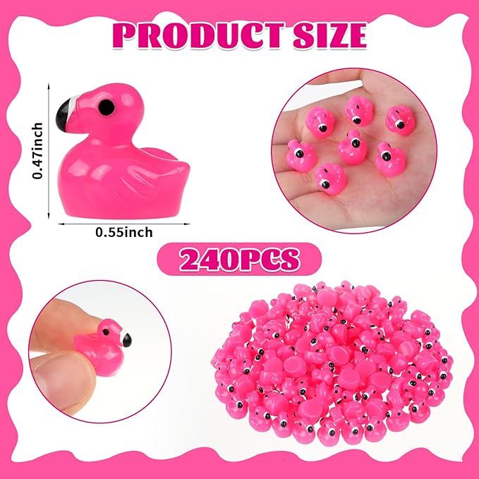 240PCS Mini Flamingo Resin Ducks Set Miniature Flamingo Gifts Tiny Animal Figurines Toy Bulk for Garden Decor DIY Craft Micro Landscape Fairy Party