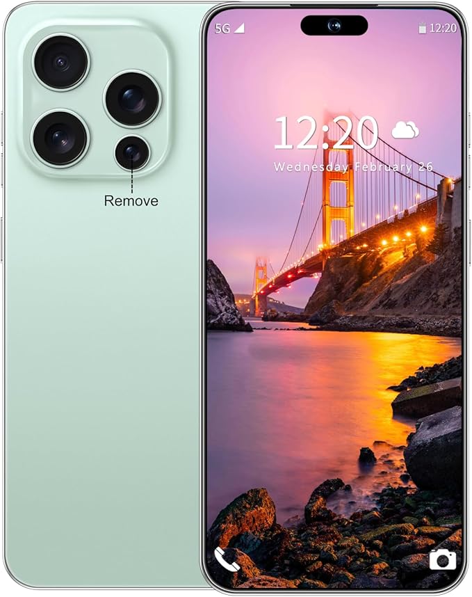 Huness I16PROMAX 16+1TB Smartphone Unlocked Cell Phone,6.99" HD Screen Unlocked Phones,Battery 7000mAh Android 14,Face ID/Fingerprint Button unlock/Photos/5G/Dual SIM/GPS (Green, 16+1TB)