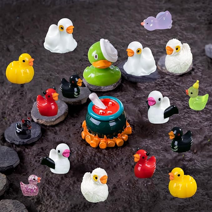 110 Pcs Multicolor Mini Resin Ducks, Tiny Ducks to Hide, Little Ducks Figurines Small Miniature Ducks Figures Bulk for Mini Fairy Garden, Dollhouse Decoration Micro Landscape Ornament
