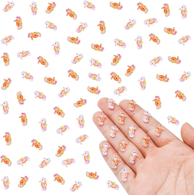 200 Pieces Tiny Seahorse Decor for Crafts Dollhouse Miniatures Resin Micro Seahorse Ocean Decorations for Dollhouse Fairy Garden Micro Landscaping Decoration