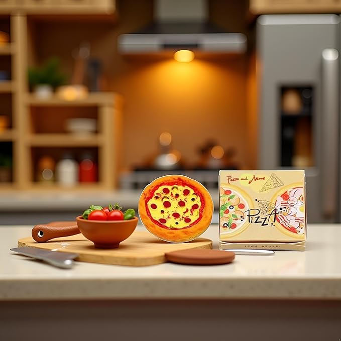Miniature Pizza Box Set, 1:6 1:12 Dollhouse Food Model Set Doll House Furniture Supplies，Dollhouse DIY Accessories，Dollhouse Furniture Shooting Props