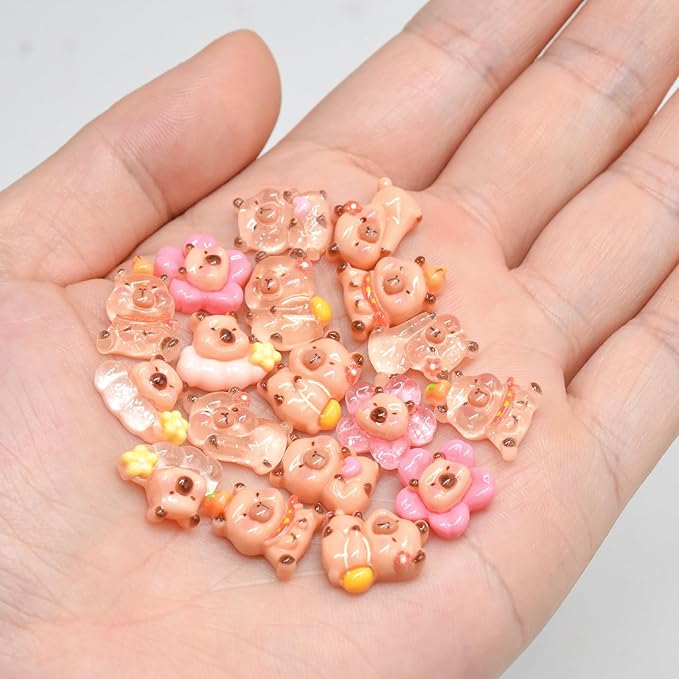 100 Pieces Tiny Flower Capybara for Dollhouse Miniatures Resin Animals for Crafts Mini Capybara for Fairy Garden Micro Landscaping Decoration