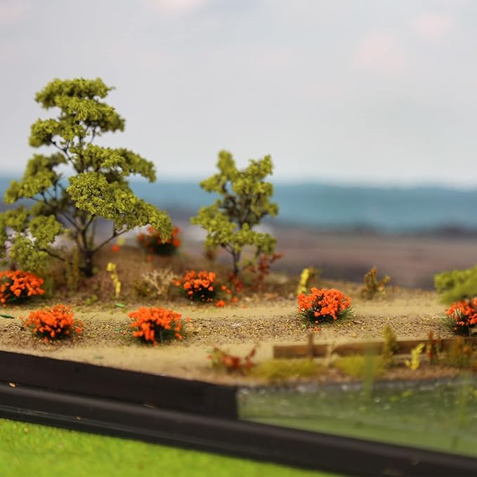 Miniature Vegetation Bushy Shrubs Tuft Flowers with Model Bases War Game DIY Railway Terrain Scenery (H)